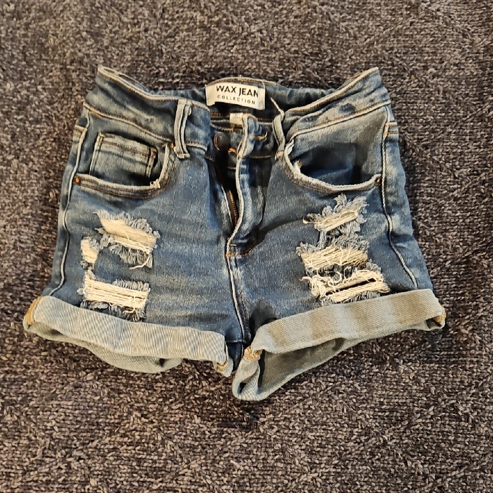 Wax Jean Distressed Denim Shorts